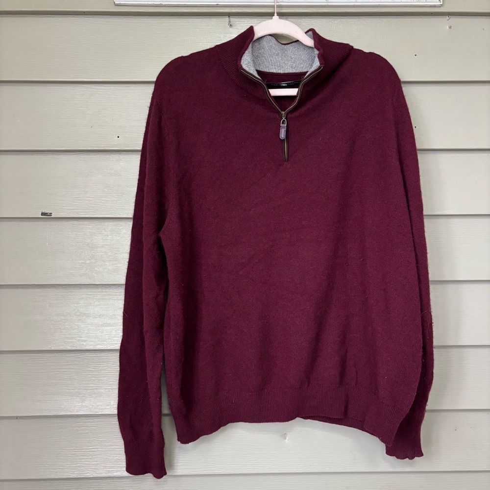 Bloomingdale's cashmere maroon Zip Up Sweater